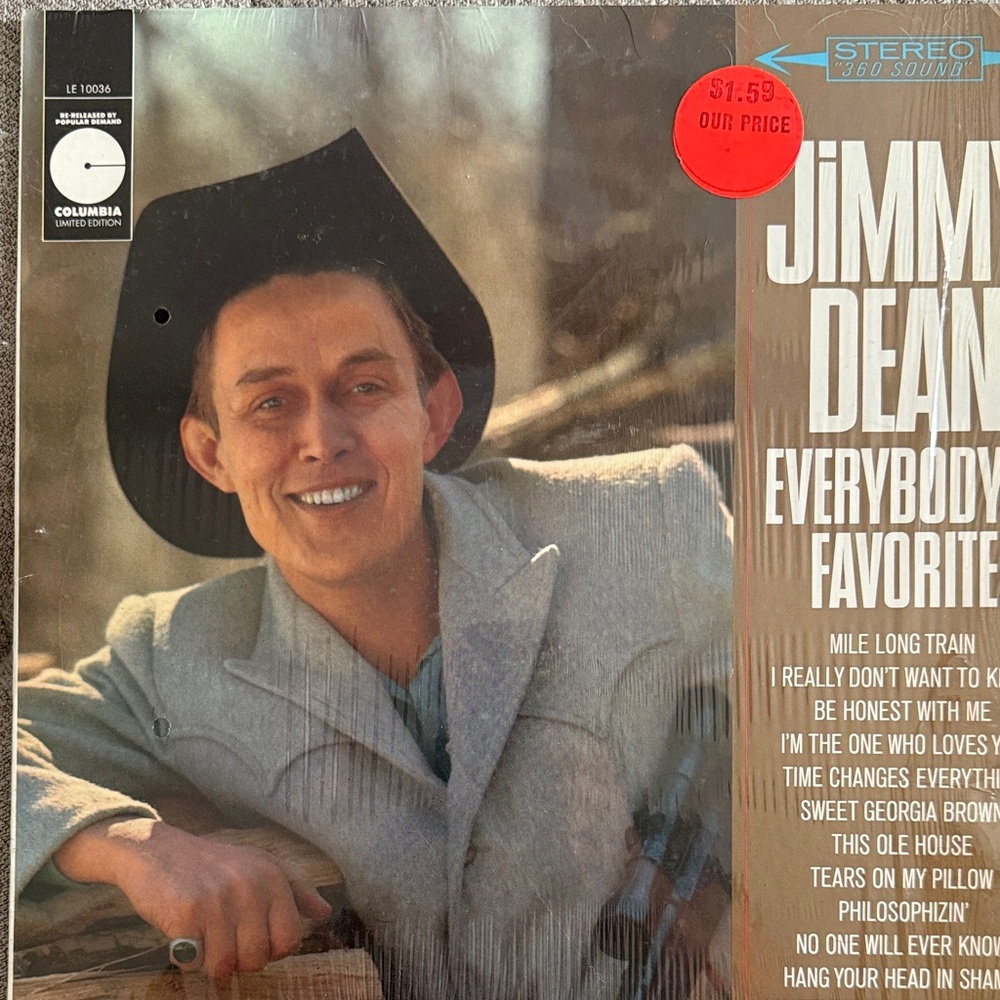 Columbia Jimmy Dean Everybody's Favorite Vinyl Record - Gray and Black